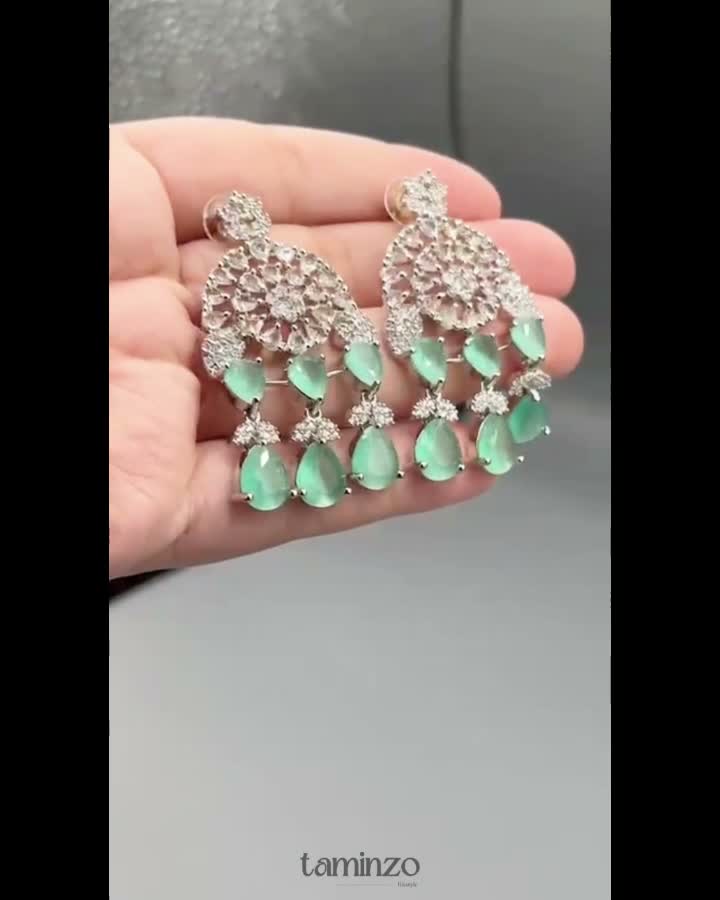 Silver and green-H&A Jewellery Earrings