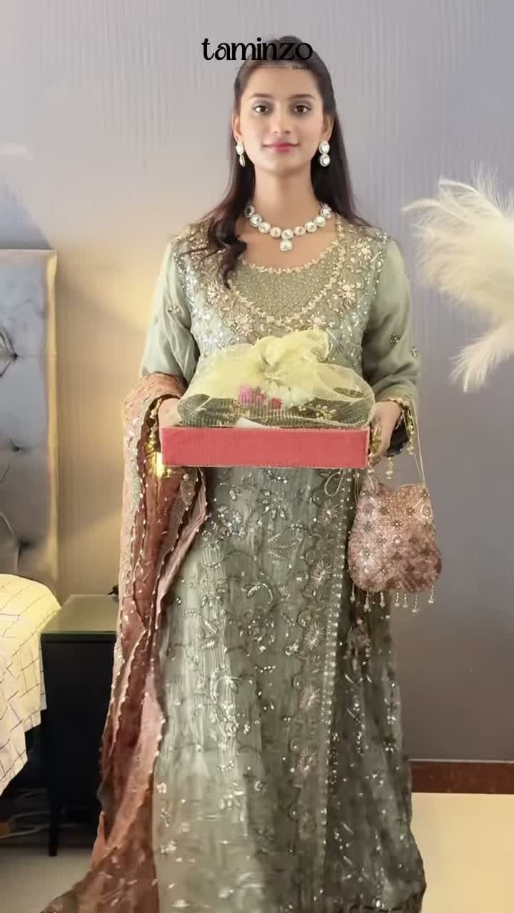 Green Sara Jahan Rang e Bahar Chiffon Embellished Stitched 4-Piece Suit-SJ-1066