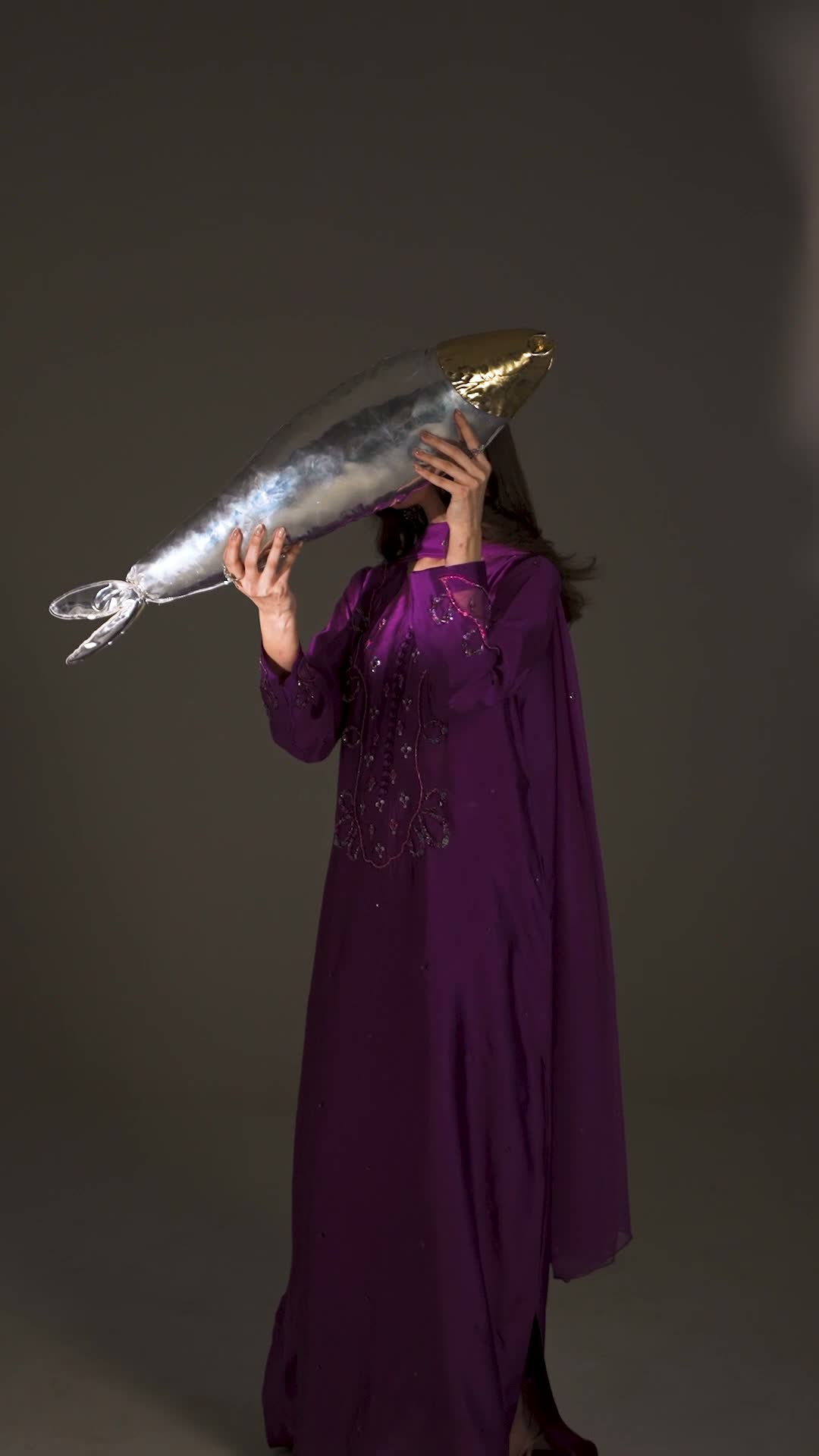 Allure By IH Silver Night Tussel Silk Embroidered Kaftan Set-Moon Drop