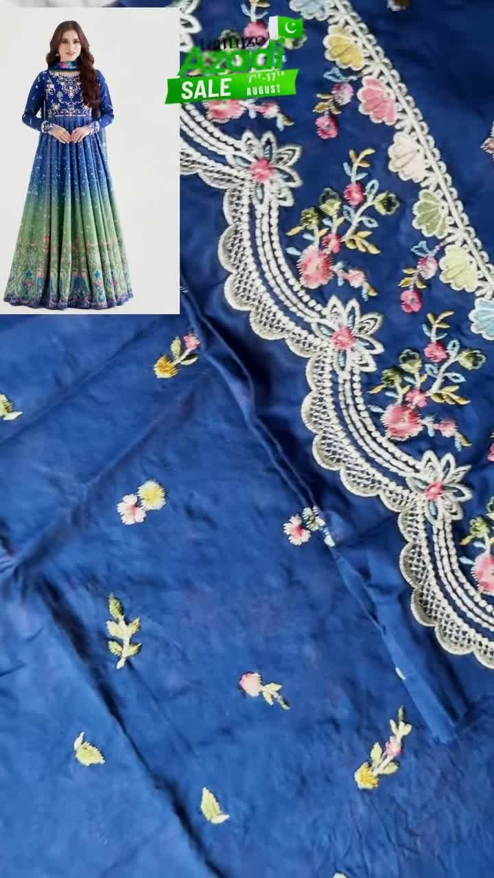 Blue Green Binilyas Amour Luxury Lawn'26 Embroidered Unstitched 3-Piece Suit-189-A