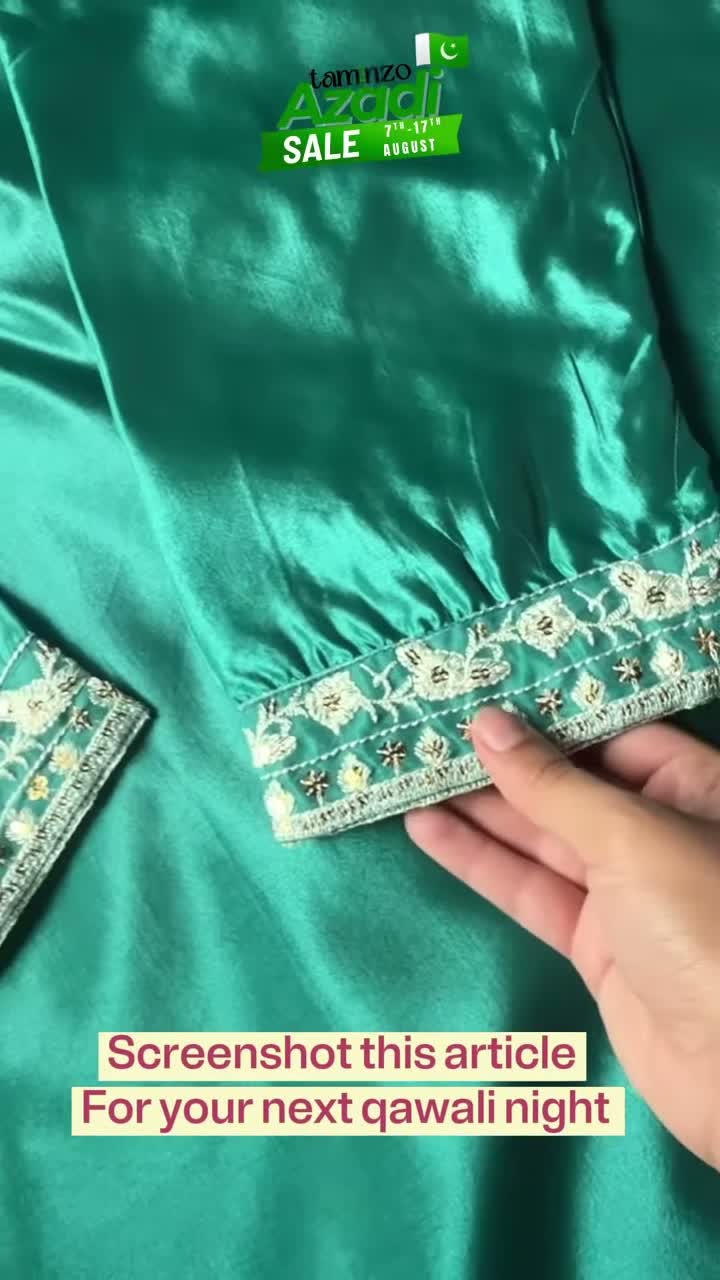 Green Silai Libas Silk Embroidered Stitched 2-Piece Suit-Anaya