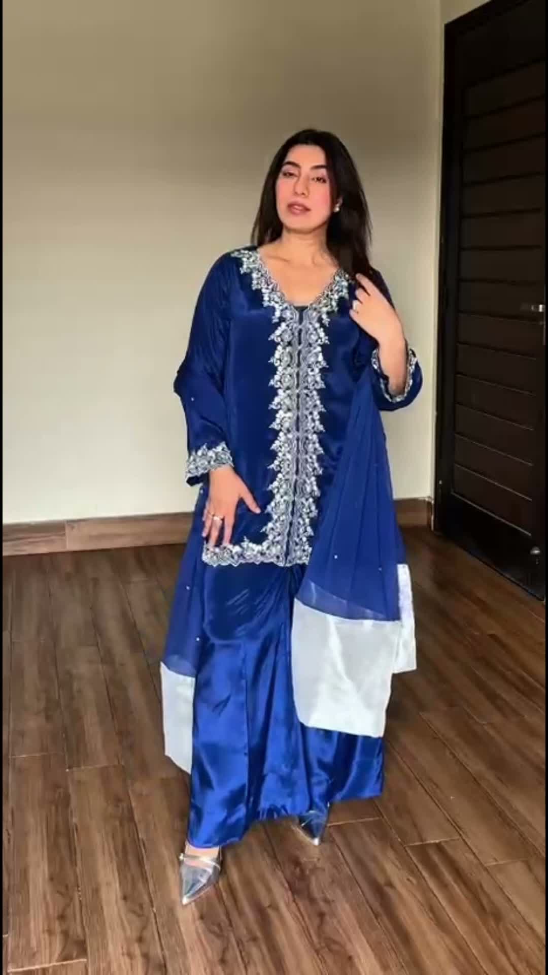 Allure By IH Silver Night Tussel Silk Embroidered Stitched 3-Piece Suit-Crowne