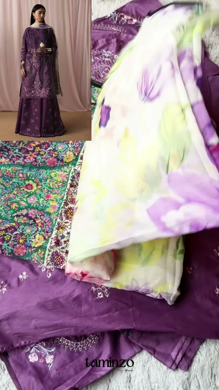 Zara ShahJahan Satori'26 Lawn Embroidered Unstitched 3-Piece Suit-Sumire-D2