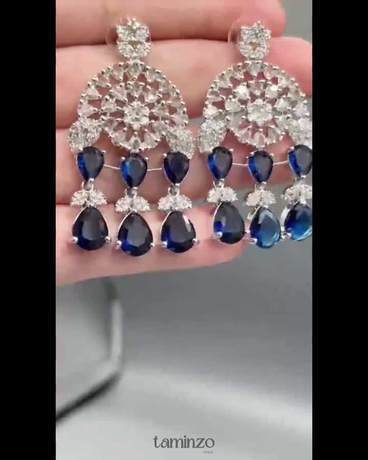 Silver and Blue-H&A Jewellery Earrings