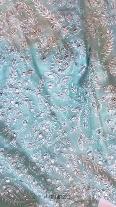 Sea Green Savarna Khadi Lawn Embroidered Stitched 3-Piece Suit-Sea Green