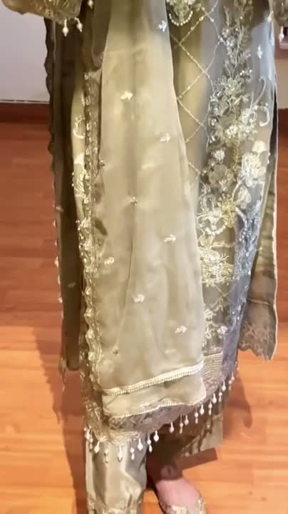Brown-Noori Chiffon Embellished Stitched 3-Piece Suit-SCB26144 