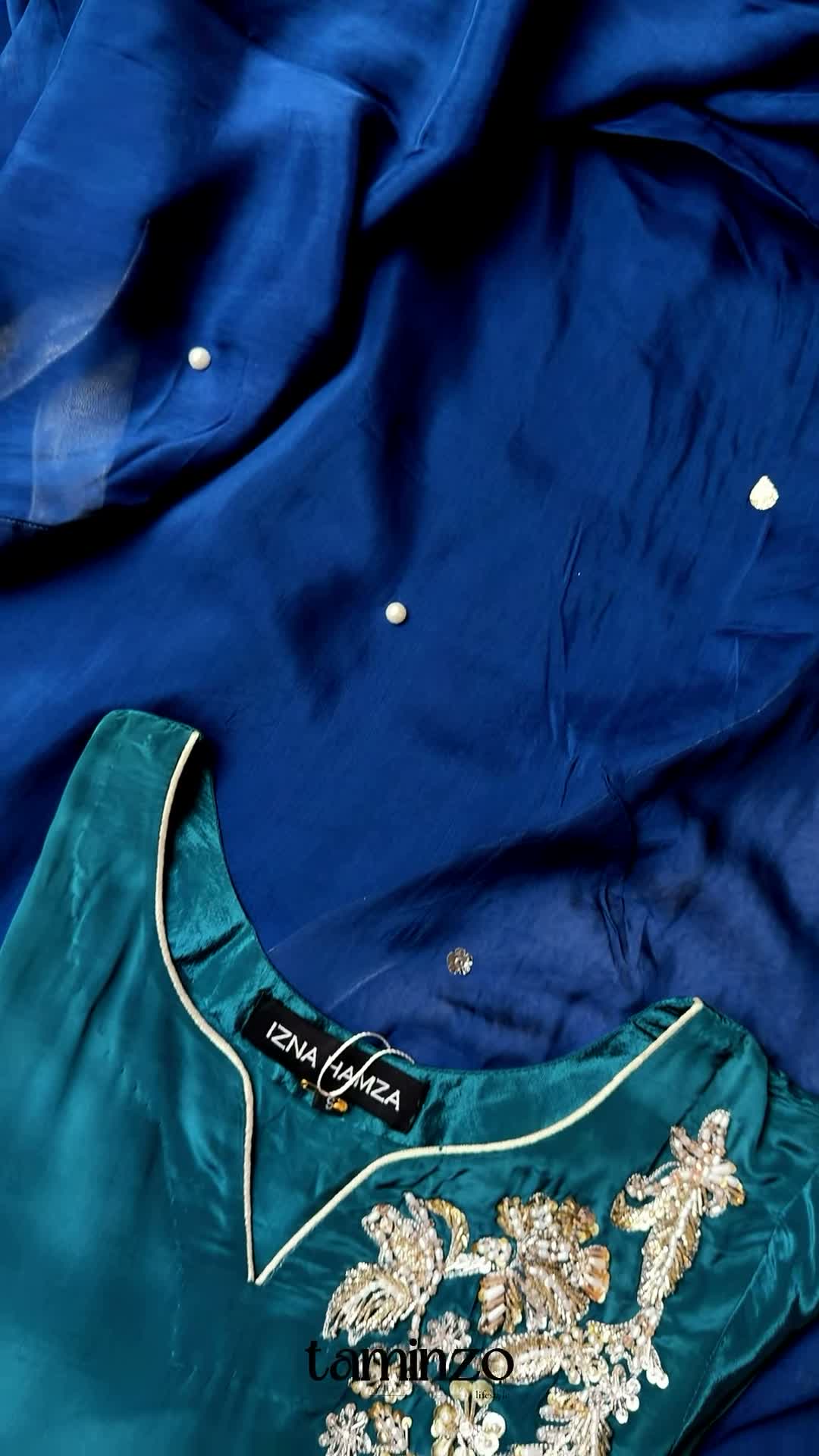 Blue Allure By IH Full Circle Tussel Silk Embroidered Stitched 3-Piece Suit-Flow