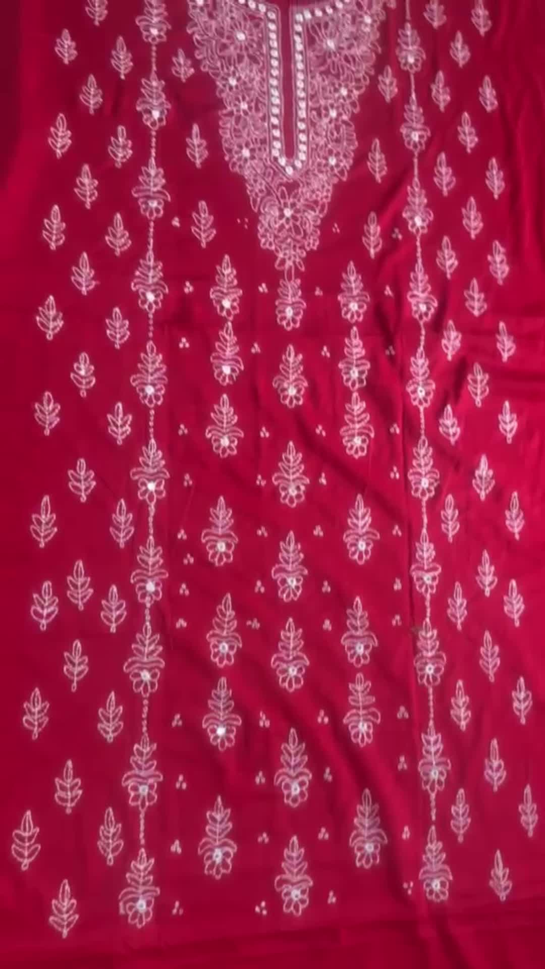 Red-Fehm Lawn Embroidered Unstitched 3-Piece Suit