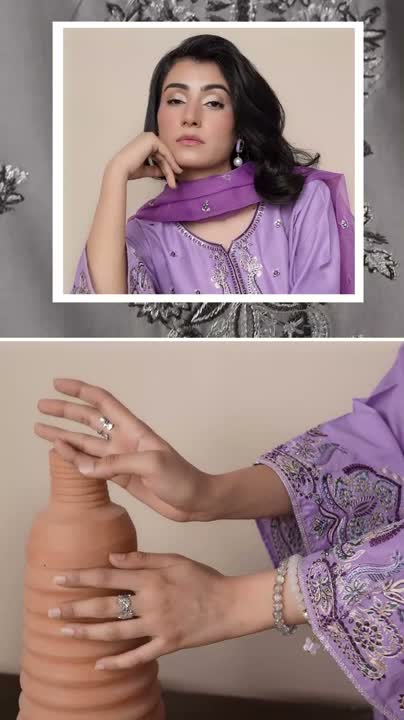 Lilac Stylish Collection Mahani Lawn Embroidered Stitched 3-Piece Suit-Lavender