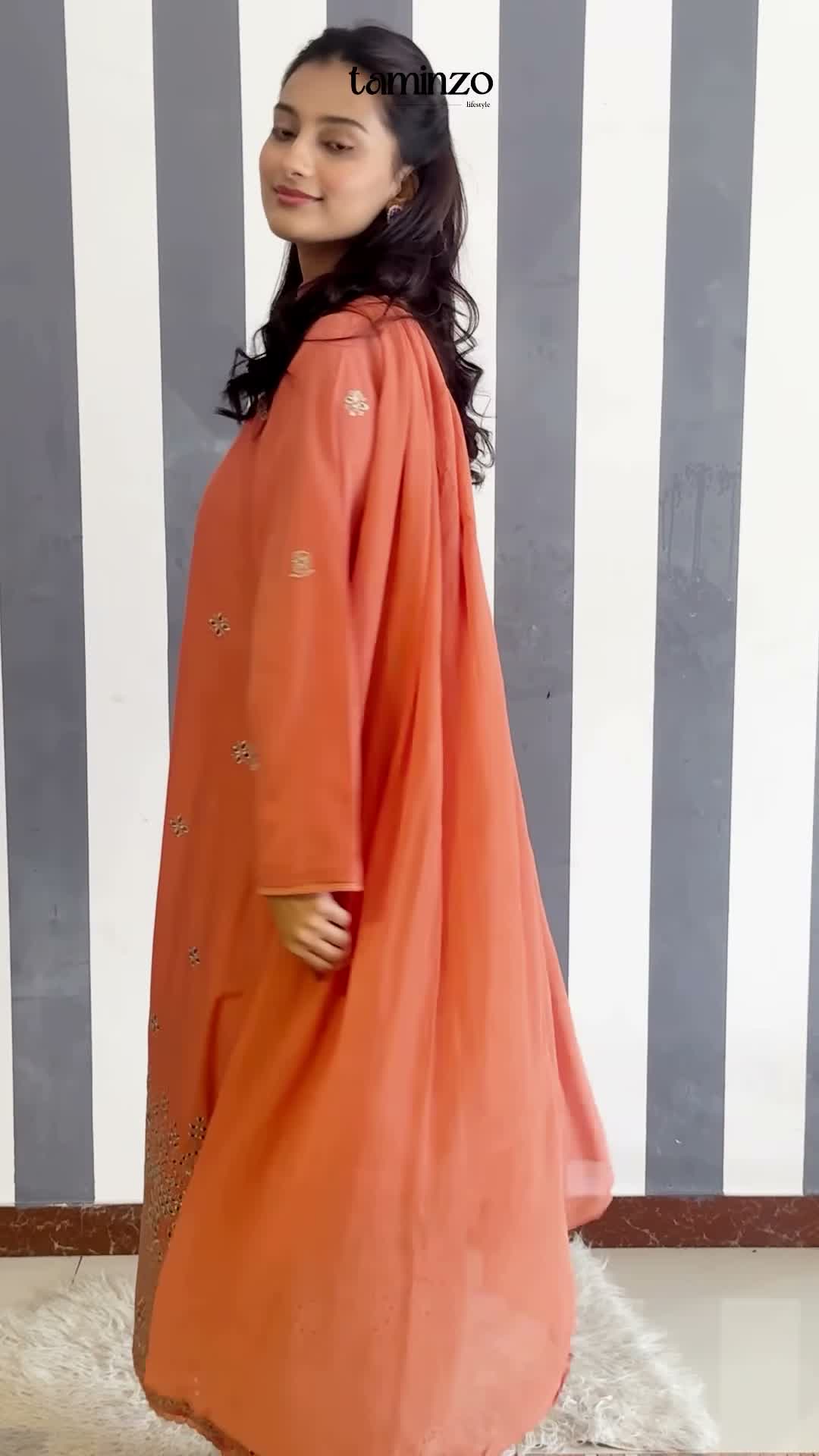 Rust Orange-Rabazka Lawn Embroidered Stitched 3-Piece Suit-WRTW-DEL-S26-3PC-05