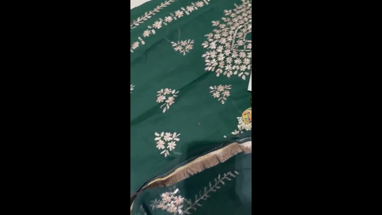 Green Savarna Cotton Embroidered Stitched 3-Piece Suit-Emerald Green