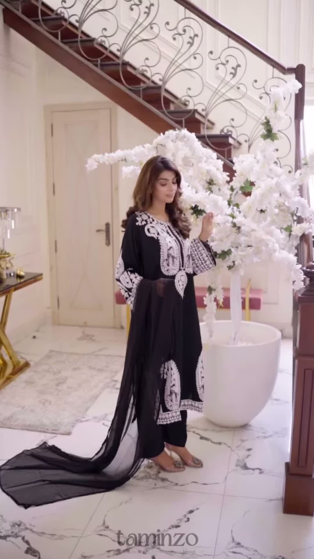Tawakal Closet Linen Embroidered Stitched 3-Piece Suit-Alize Black