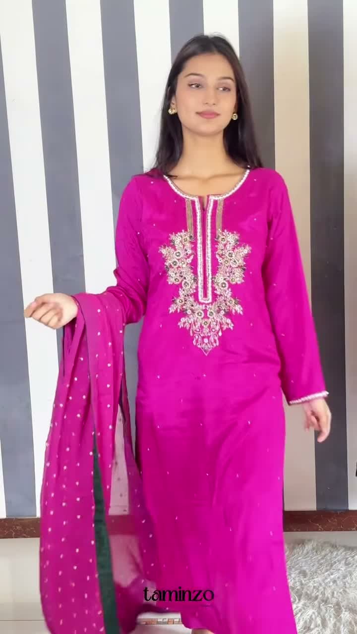 Allure By IH Raw Silk Embellished Stitched 3-Piece Suit-Tanya